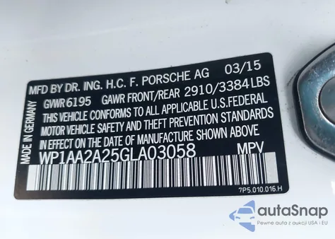 2016 Porsche Cayenne из США, поврежденный, VIN WP1AA2A25GLA03058